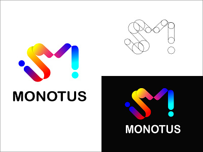 Monotus abstract modern line letter logo design abcdefghijklmnopqrstuvwxyz letter