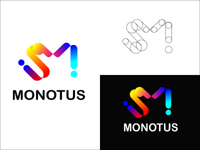 Monotus abstract modern line letter logo design