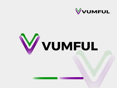 Vumful branding 3d modern abstract letter logo design