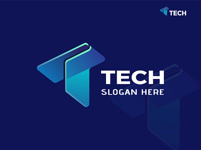 Tech branding 3d modern abstract letter logo design logo business