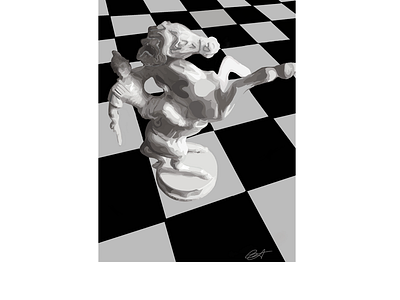 Roman and Horse Chessboard illustration