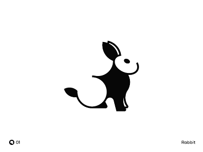 Day 01 | Rabbit black black and white daily flat icon illustration logo mark minimal negative space