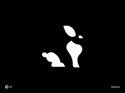 Day 01 | Rabbit black branding flat icon illustration logo minimal rabbit