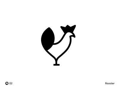 Day 02 | Rooster bird black brand concept design flat icon illustration mark minimal rooster