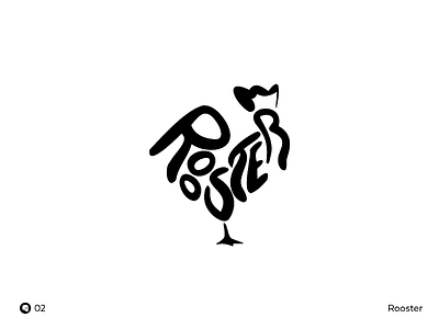 Day 02 | Rooster bird black branding design flat icon illustration illustrations rooster