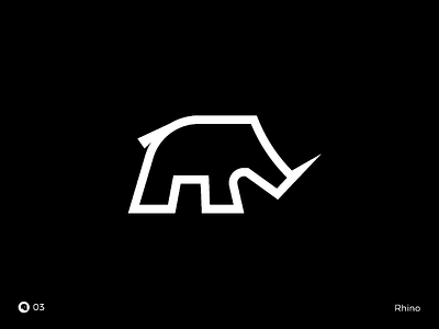 Day 03 | Rhino animal animal logo black branding design flat icon illustration illustrations logo rhino