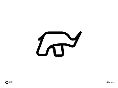 Day 03 | Rhino animal black branding debut design flat icon illustrations logo mark