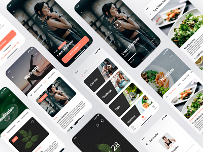 Me Fit - Fitness Mobile App android app design fitness fitness app design gym gym workout health ios latest app design mobile nutrition training ui kit uiux uiux app design weight workout yoga