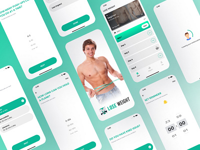 Lose Weight for Men Mobile App UI clean drink water reminder fitness app fitness trainer gym workout home workout man fitness mobile app ui kit ui mobile uiux uiuxdesign userinterface water reminder water tracker weight lose workout flutter