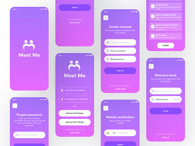 Meet Me - Dating App UI app template dating app figma meet me ui kit mobile app ui mobile uidesign uikit uiux uiuxdesign user interface design userinterface