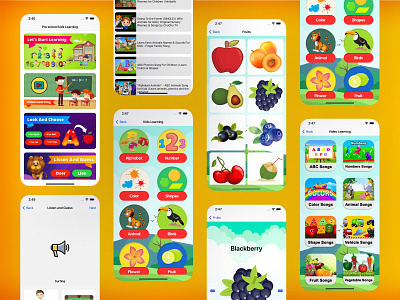 Kids Preschool Mobile App UI