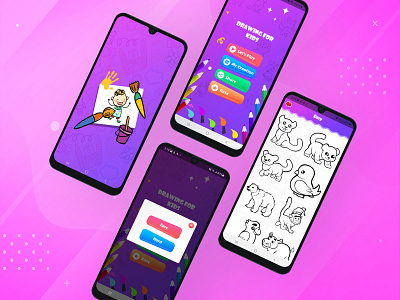 Kids Drawing Mobile App UI clean kids color learning book kids coloring book kids drawing book kids learning painting kids painting book uidesign uikit uiux uiuxdesign userinterface