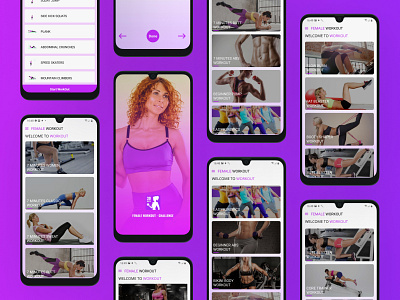 Female Workout Challenge Mobile App UI abs workout android app butt workout clean fitness workout gym mobile app native app ui kit ui mobile ui8 uidesign uidesigner uiux userinterface women workout workout app