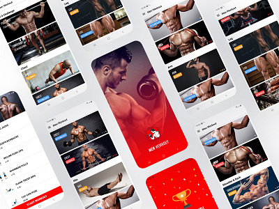 Men Workout Mobile App UI android bodybuilding clean exercise fitness home fitness home workout kotlin men workout mobile app training ui mobile uidesign uidesigner uikit uiux userinterface workout
