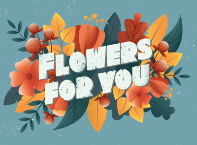 Card with flowers illustration typography