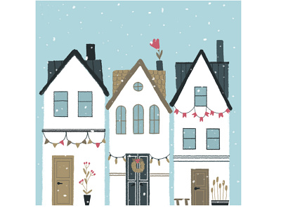 Winter houses architecture christmas city design houses illustration snow typography winter xmas