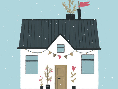 Winter house architecture christmas design flowers graphic design house illustration snow typography winter xmas