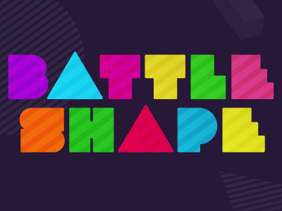 Battle Shape Logo app battle blue colorful custom font filled in letters game green orange pink purple red shapes yellow