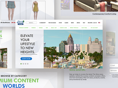The Sims 3 Store - website redesign concept