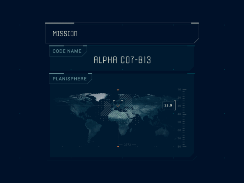 Mission animation futuristic geolocalisation loop planisphere ui