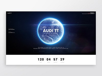 Audi TT - You dare or you don't audi buttons campaign countdown earth flares font ui design webdesign website