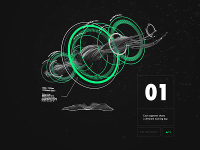 Nike+ AR - Run Distance 3d augmented reality circles data data visualisation futuristic green innovation layout organic sculpture