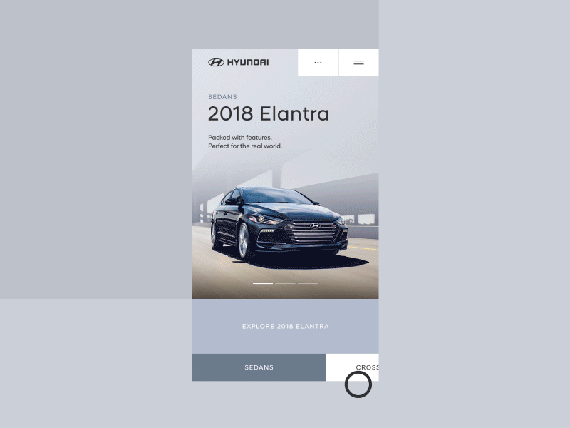 Hyundai Homepage - Concept 01 animation blocs car clean color grid interaction layout loop minimalist mobile smooth