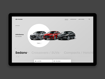 Hyundai Desktop - Vehicles Page buttons drag grid interaction interactive layout type ui webdesign website