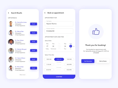 Book Appointment UI Concept adobe xd app design clean app dailyui design doctors app healthcare medical mobile app order flow patient app sketchapp typography ui uikit user journey ux design