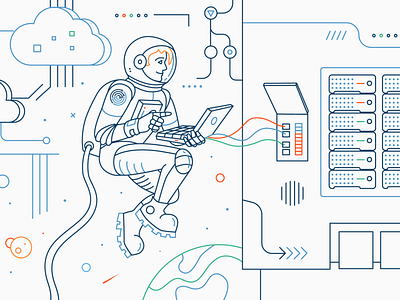 Space engineer character cosmonaut cosmos engineer flat flatgraphic illustration outline space vector