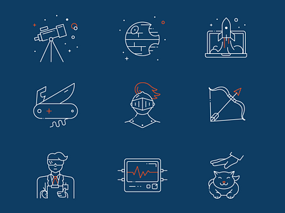 Icon set for IT company IV flat flatgraphic icon icons iconset illustration it outline science scientist vector