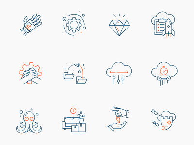 Icon set for IT company V cloud design digital flat flatgraphic foder gear icon illustration it outline server tech vector