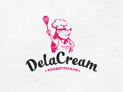 DelaCream Cafe apron character cook logo logotype pie poundcake sweet hedgehog сafe сake сonfectionery сream