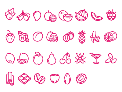 Fruit Flat Icons apple berry cherry chocolate flat fruit icon icons lemon nuts orange outline