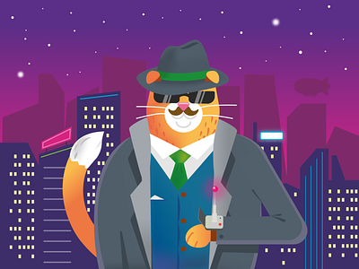 Agent Cat agent cat character illustration retro retrowave vector