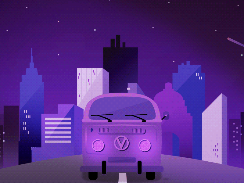 Purple Van animation design flat purple