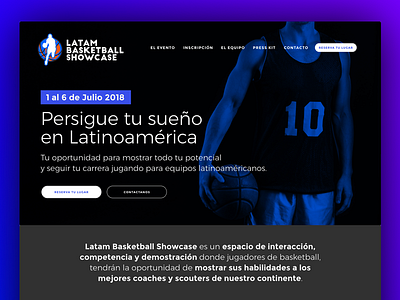 Latam Basketball Showcase branding design homepage sports website