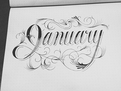 January drawn hand lettering sketch sketchbook type