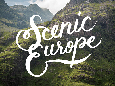 Scenic Europe brush drawn europe hand lettering sketch travel type