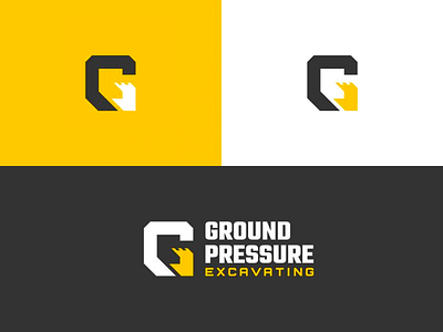 Ground Pressure Excavating branding construction logo logo design yellow