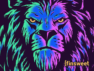 Finsweet animal colorful illustration lion