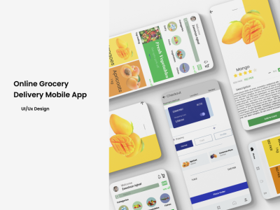 Online Grocery Shopping app e commerece graphic design mobile app design on boarding splash screen ui uiux design