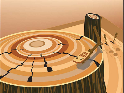 Recorded Nature design illustration illustrator landscape music nature record tree vinyl