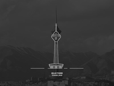 Milad Tower building city icon illustration iran line milad symbol tehran tower vector