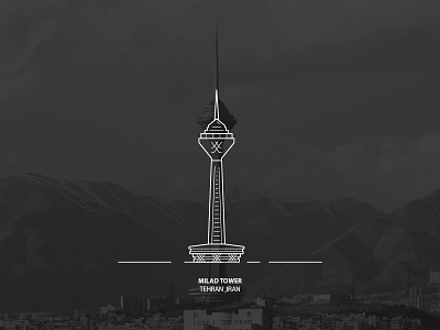 Milad Tower building city icon illustration iran line milad symbol tehran tower vector