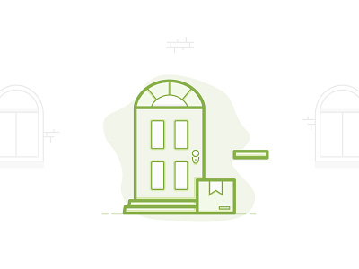 Delivered box deliver door home icon illustration illustrator line outline window
