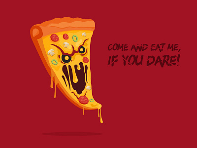 Come and eat me if you dare! character cheese food horrible illustration pizza playoff sticker stickermule vector
