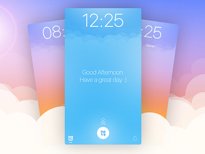 Alarm clock mobile app concept design alarm clock cloud fresh gradient mobile app morning