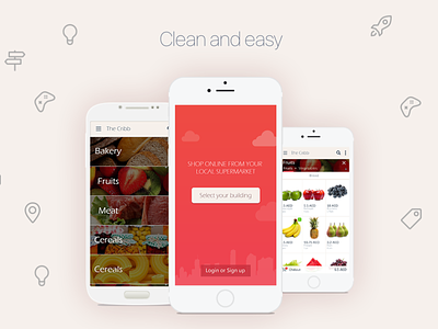 E-commerce mobile app e comerce food fresh grocery shopping
