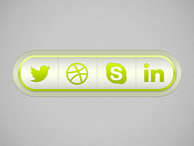 Social Media UI buttons dribbble green linked in skype social media twitter ui